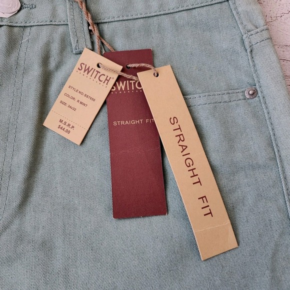 Men's Mint Green Straight Fit Denim Jeans 34x32 - Picture 4 of 9